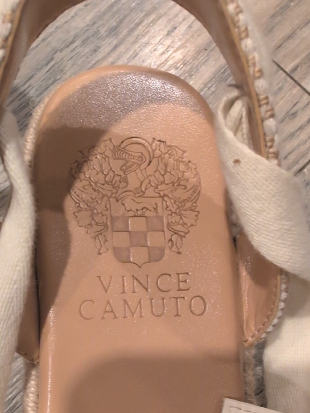Vince Camuto Cream Woven Espadrille Tie Ankle Flats - Picture 2 of 5